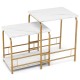 Faux marble nesting tables in white with gold steel frame, perfect for small spaces and versatile use as side tables.